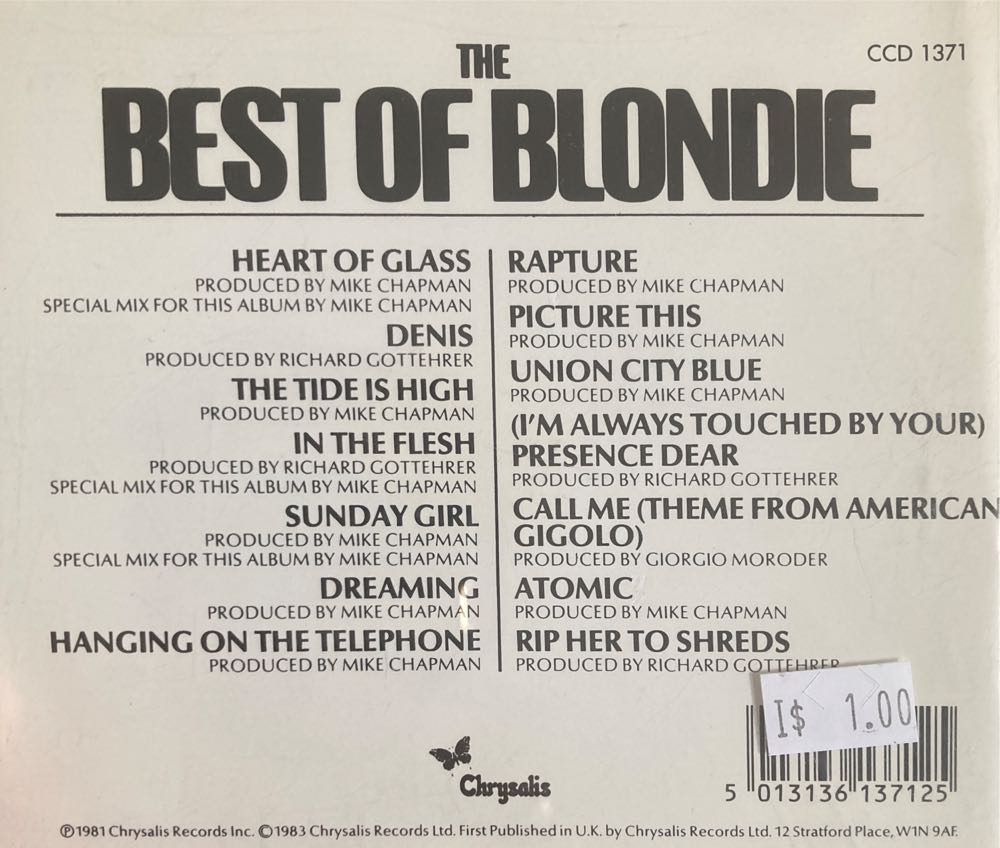 Best Of Blondie - Blondie (CD) music collectible [Barcode 5013136137125] - Main Image 2