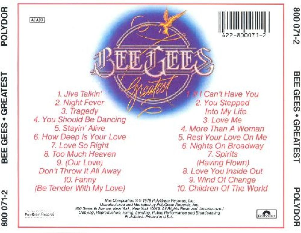 Greatest - Bee Gees (CD) music collectible [Barcode 711491427831] - Main Image 2
