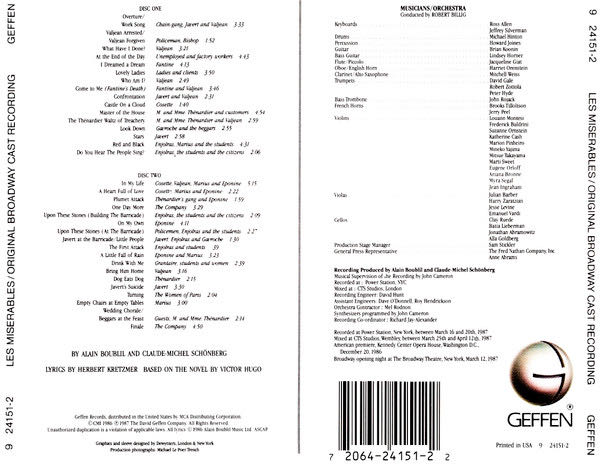 Les Miserables (Orig. Broadway Cast) - Soundtrack (CD - 104) music collectible - Main Image 2