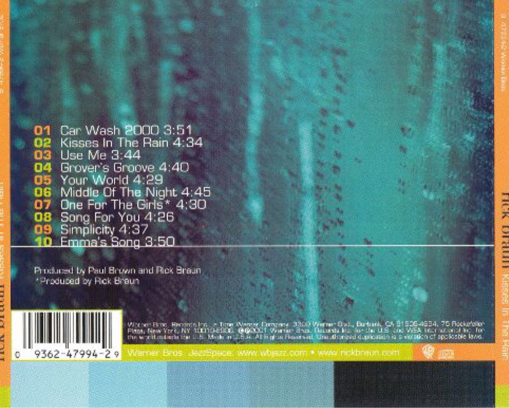 Kisses In The Rain - Rick Braun (CD - 44) music collectible [Barcode 093624799429] - Main Image 2