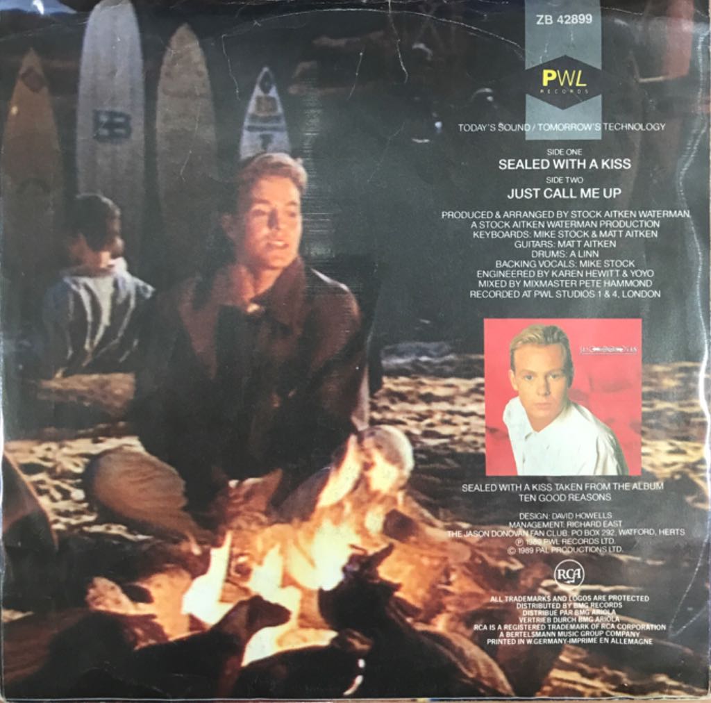 Sealed With A Kiss - Jason Donovan (7”) music collectible [Barcode 5016919003976] - Main Image 2