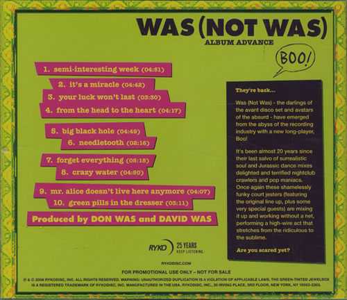 Boo! - Was (Not Was) (CD) music collectible [Barcode 014431094323] - Main Image 2