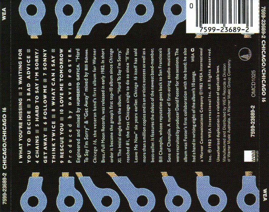 Chicago 16 - Chicago (CD - 42) music collectible [Barcode 075992368926] - Main Image 2