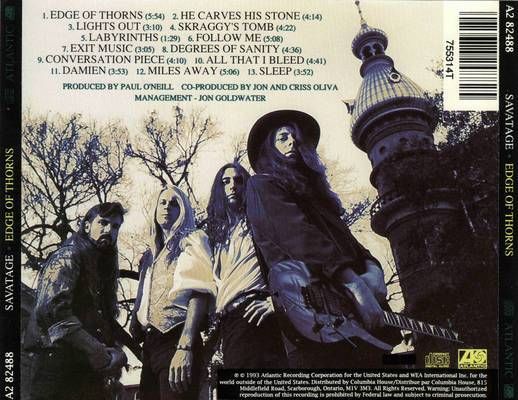 Edge Of Thorns - Savatage (CD - 59:54) music collectible [Barcode 075678248825] - Main Image 2