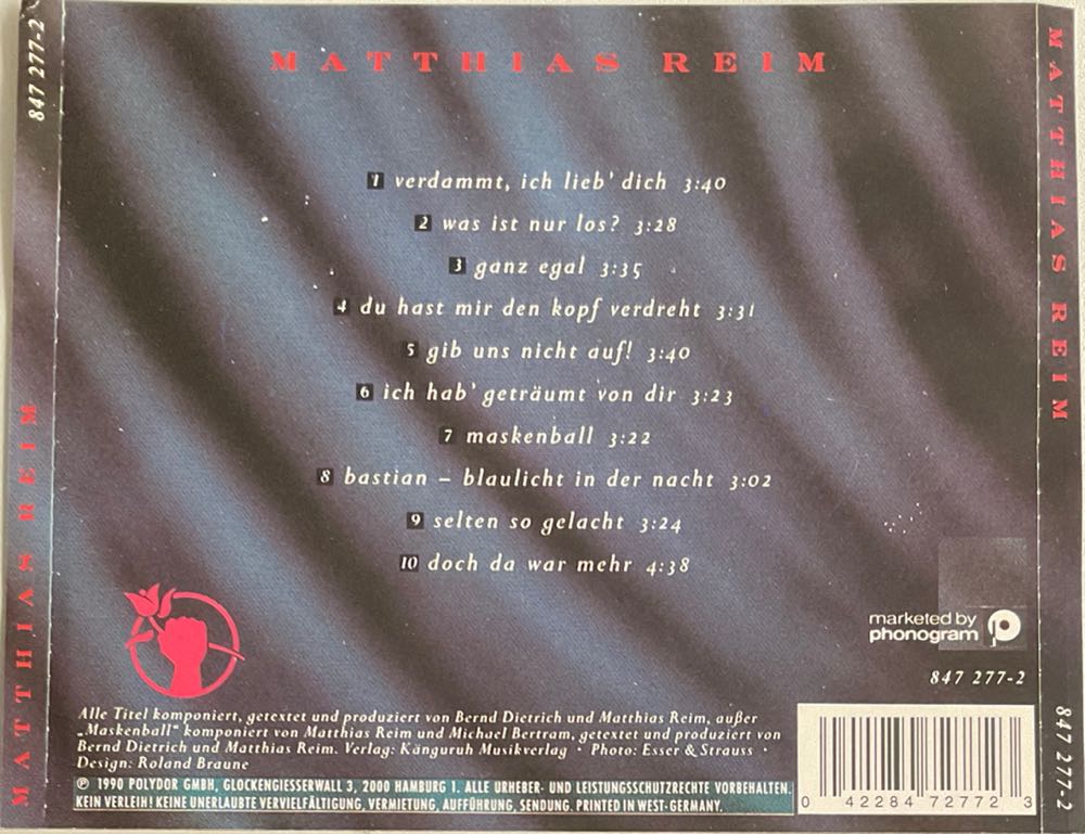 Matthias Reim - Reim, Matthias (12” - 36) music collectible [Barcode 042284727723] - Main Image 2