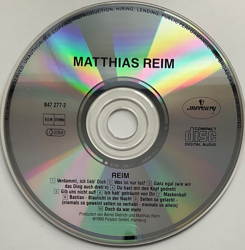 Matthias Reim - Reim, Matthias (12” - 36) music collectible [Barcode 042284727723] - Main Image 4