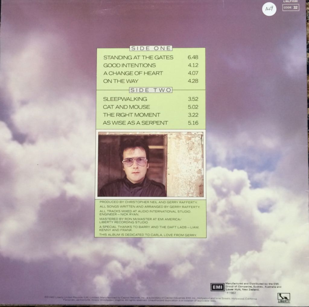 Sleepwalking - Rafferty, Gerry (12” - 38) music collectible - Main Image 2