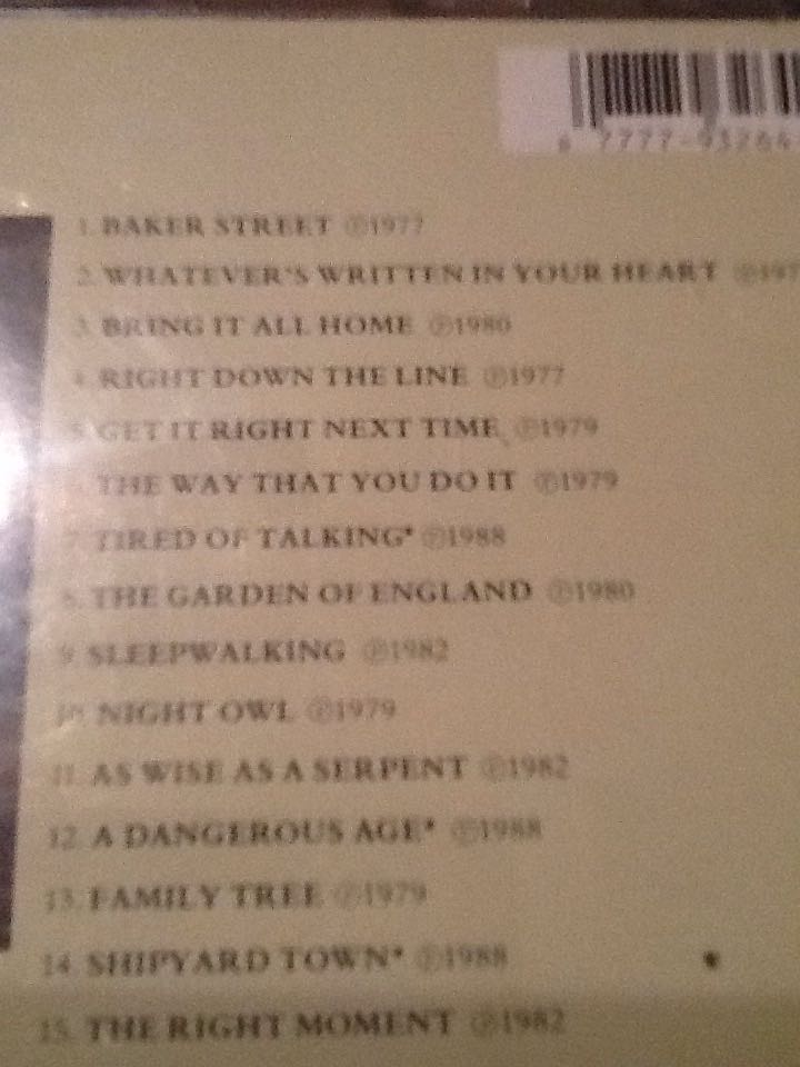 Right Down The Line - Rafferty, Gerry (CD - 74) music collectible [Barcode 077779326426] - Main Image 2