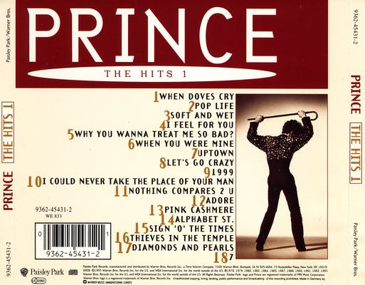Greatest Hits:  Vol. 1… The Hits 1 - Prince (CD) music collectible [Barcode 777497578311] - Main Image 2