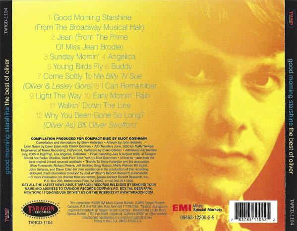 1104 - Oliver - Good Morning Starshine: The Best Of Oliver - Various Artists - Taragon (CD) music collectible [Barcode 783785110422] - Main Image 2