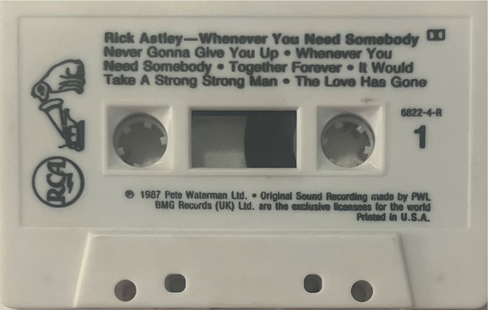 Whenever You Need Somebody - Astley, Rick (Cassette) music collectible [Barcode 078635682243] - Main Image 3