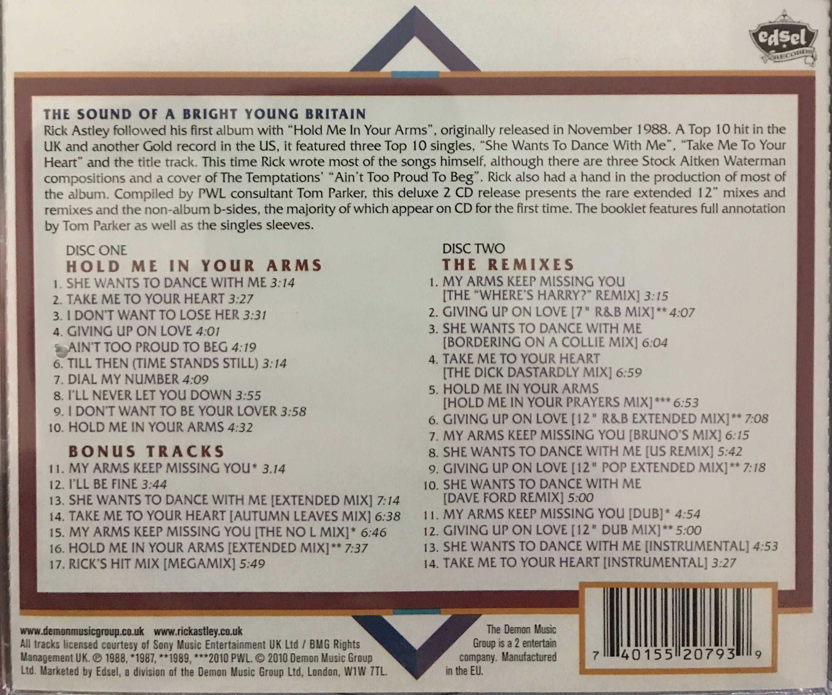 Hold Me in Your Arms - Rick Astley (CD - 80) music collectible [Barcode 740155207939] - Main Image 2