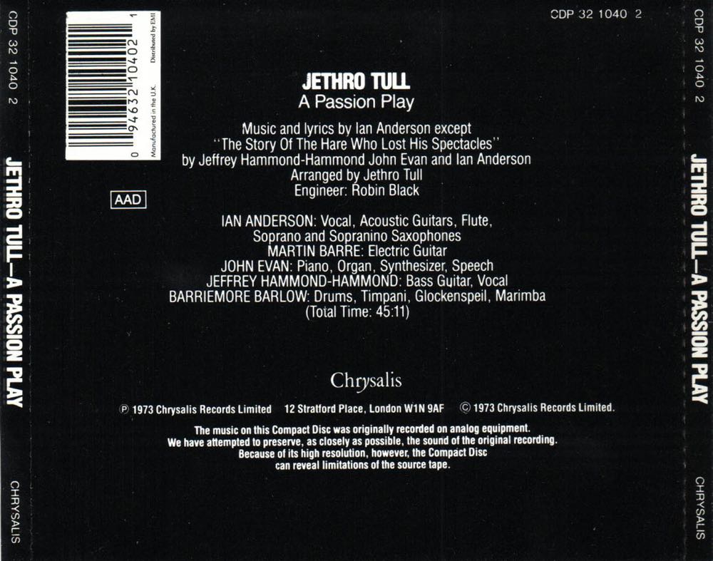 A Passion Play - Jethro Tull (CD-R) music collectible - Main Image 3