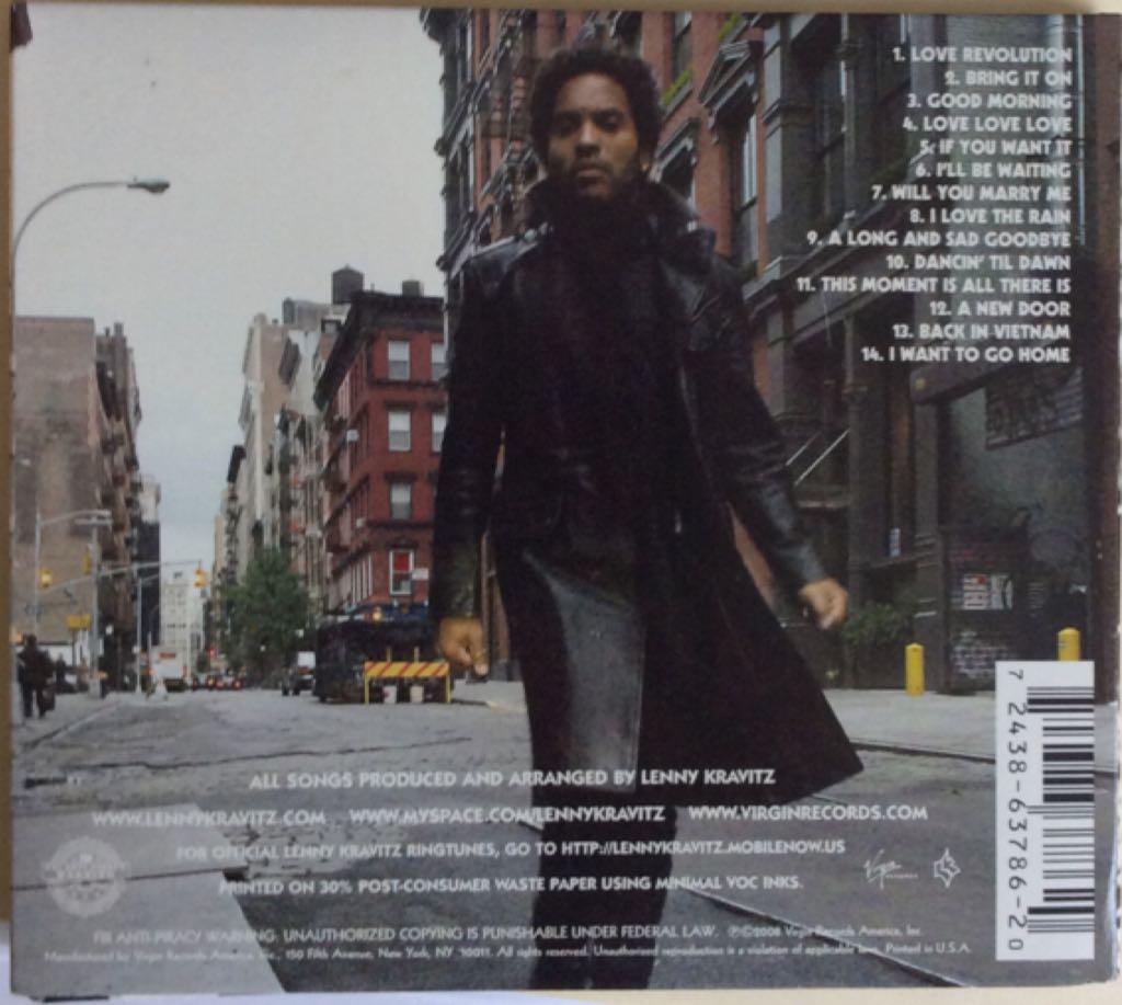 It Is Time For A Love Revolution - Lenny Kravitz (CD - 62) music collectible [Barcode 724386378620] - Main Image 2