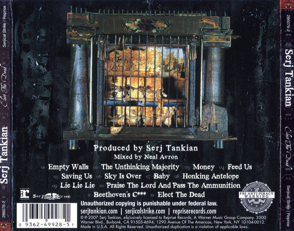 Elect the Dead - 313 - Serj Tankian (CD - 4503) music collectible [Barcode 093624992851] - Main Image 2