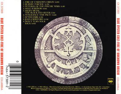 Fire Of Unknown Origin - Blue Oyster Cult (CD) music collectible - Main Image 2