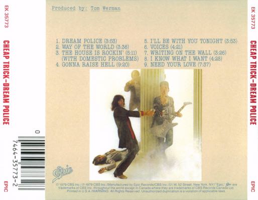 Dream Police - Cheap Trick (CD - 65) music collectible [Barcode 827969448526] - Main Image 2