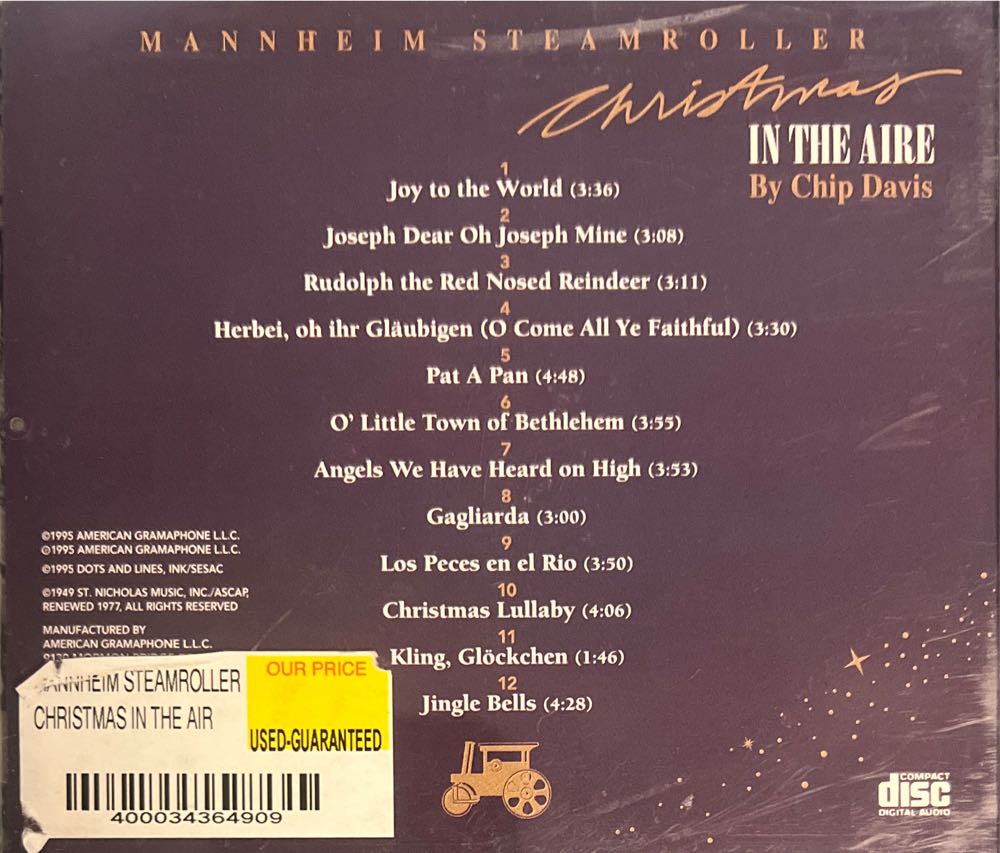 Christmas In The Aire - Mannheim Steamroller (Cassette) music collectible [Barcode 012805199544] - Main Image 2