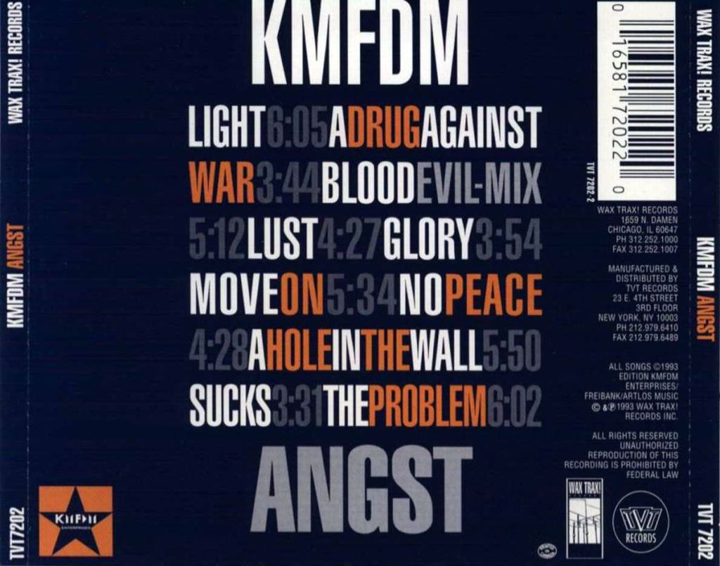Angst - KMFDM (CD - 48:42) music collectible [Barcode 016581720220] - Main Image 2