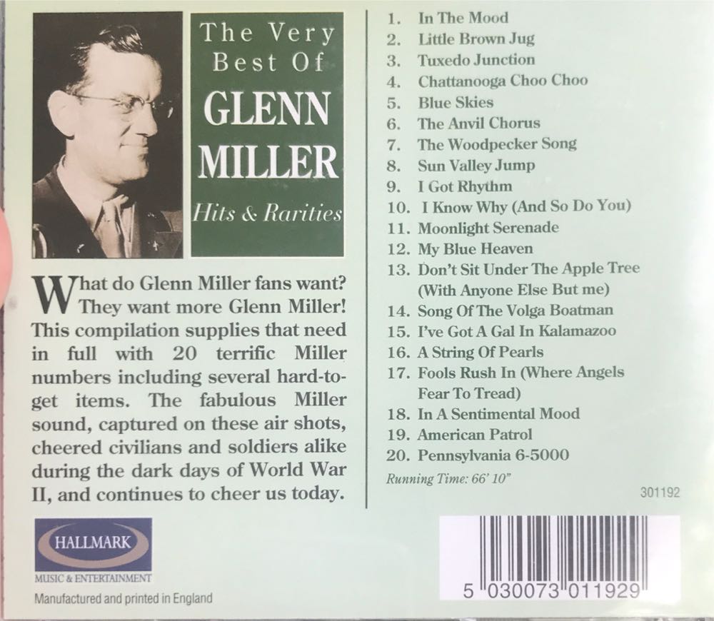 The Very Best Of Glenn Millerhits and Rarities - Glen Miller (CD) music collectible [Barcode 5030073011929] - Main Image 3