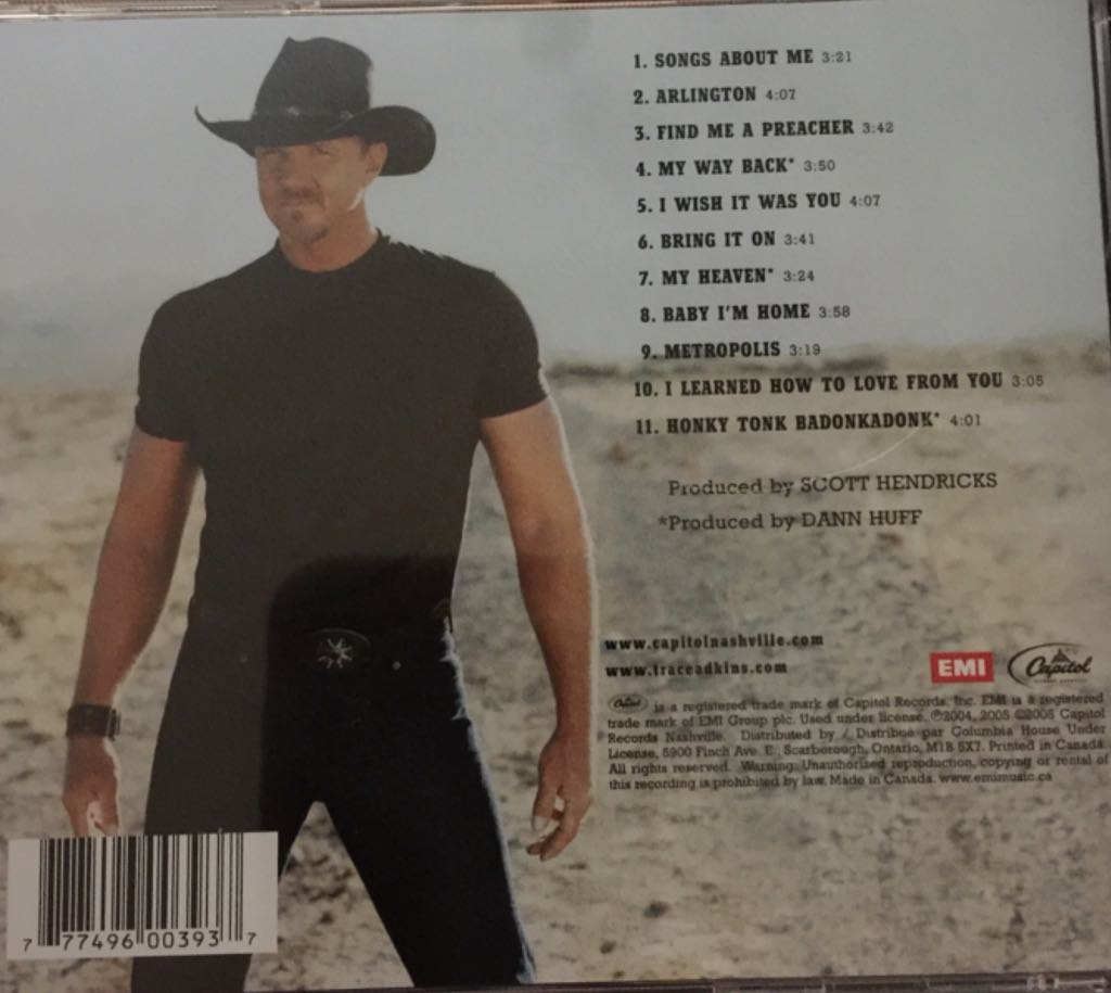 Songs About Me - Trace Adkins (CD) music collectible [Barcode 777496003937] - Main Image 2