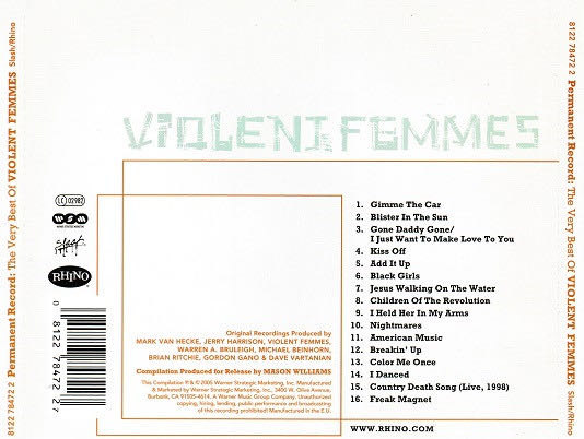 Permanent record: the very best - Violent Femmes (CD) music collectible [Barcode 9325583028953] - Main Image 2