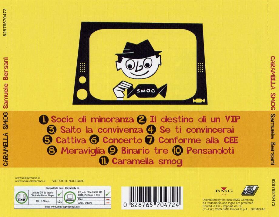 Caramella Smog - Samuele Bersani (CD) music collectible [Barcode 828765704724] - Main Image 2