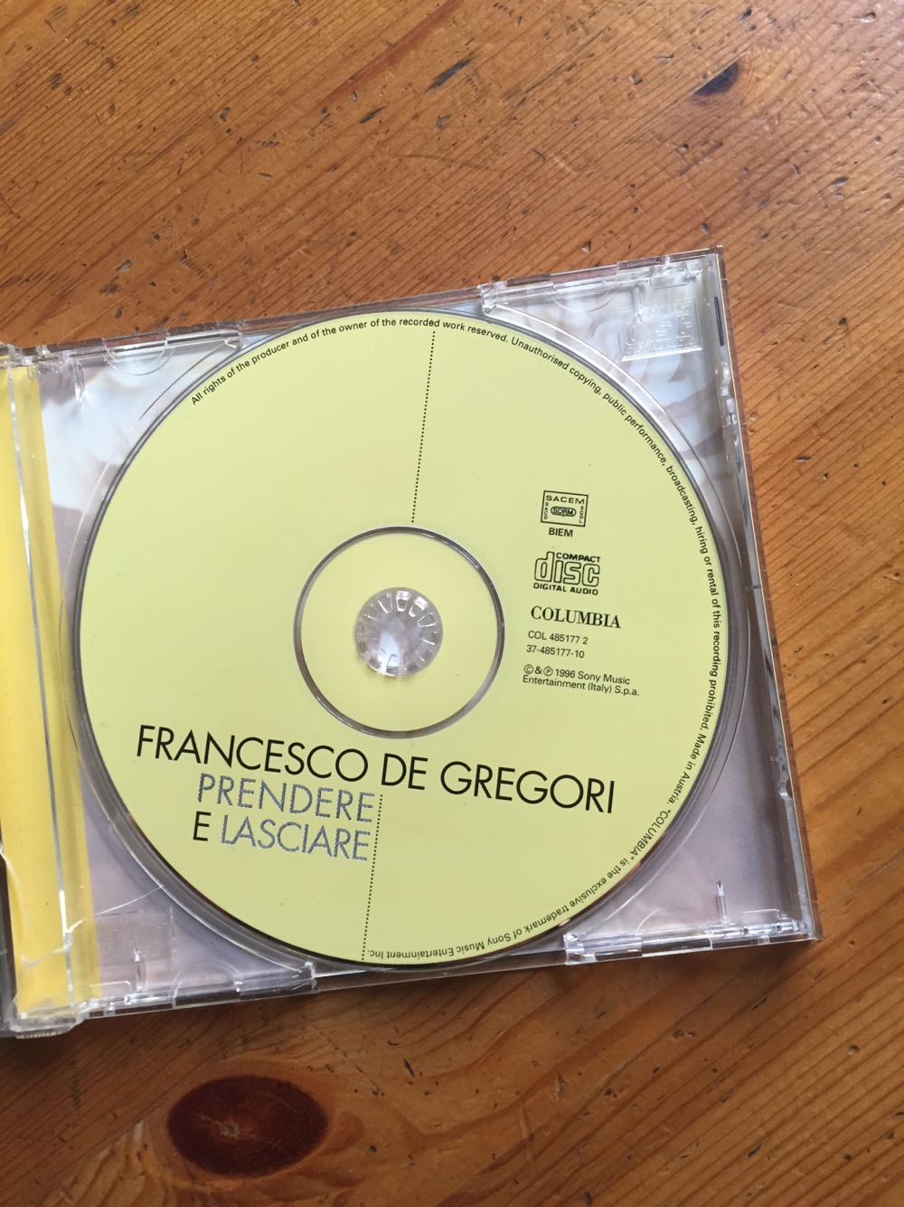 Prendere e Lasciare - De Gregori, Francesco (CD) music collectible [Barcode 5099748517722] - Main Image 3