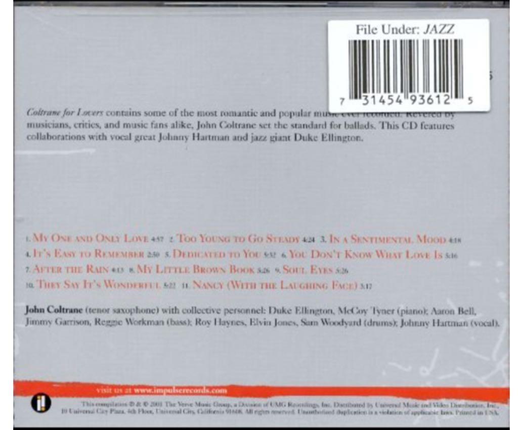 Coltrane for Lovers - John Coltrane (CD) music collectible [Barcode 731454936125] - Main Image 2