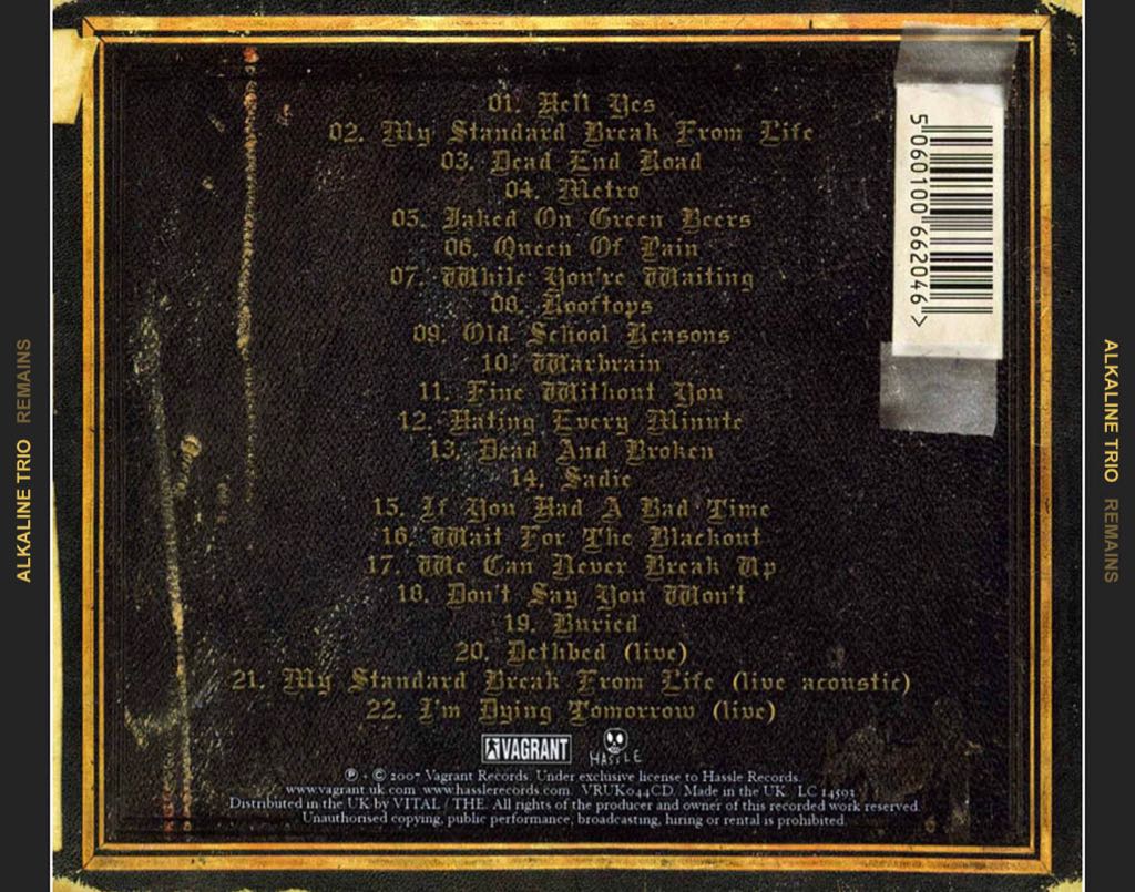 Remains - Alkaline Trio (CD - 69:38) music collectible - Main Image 2