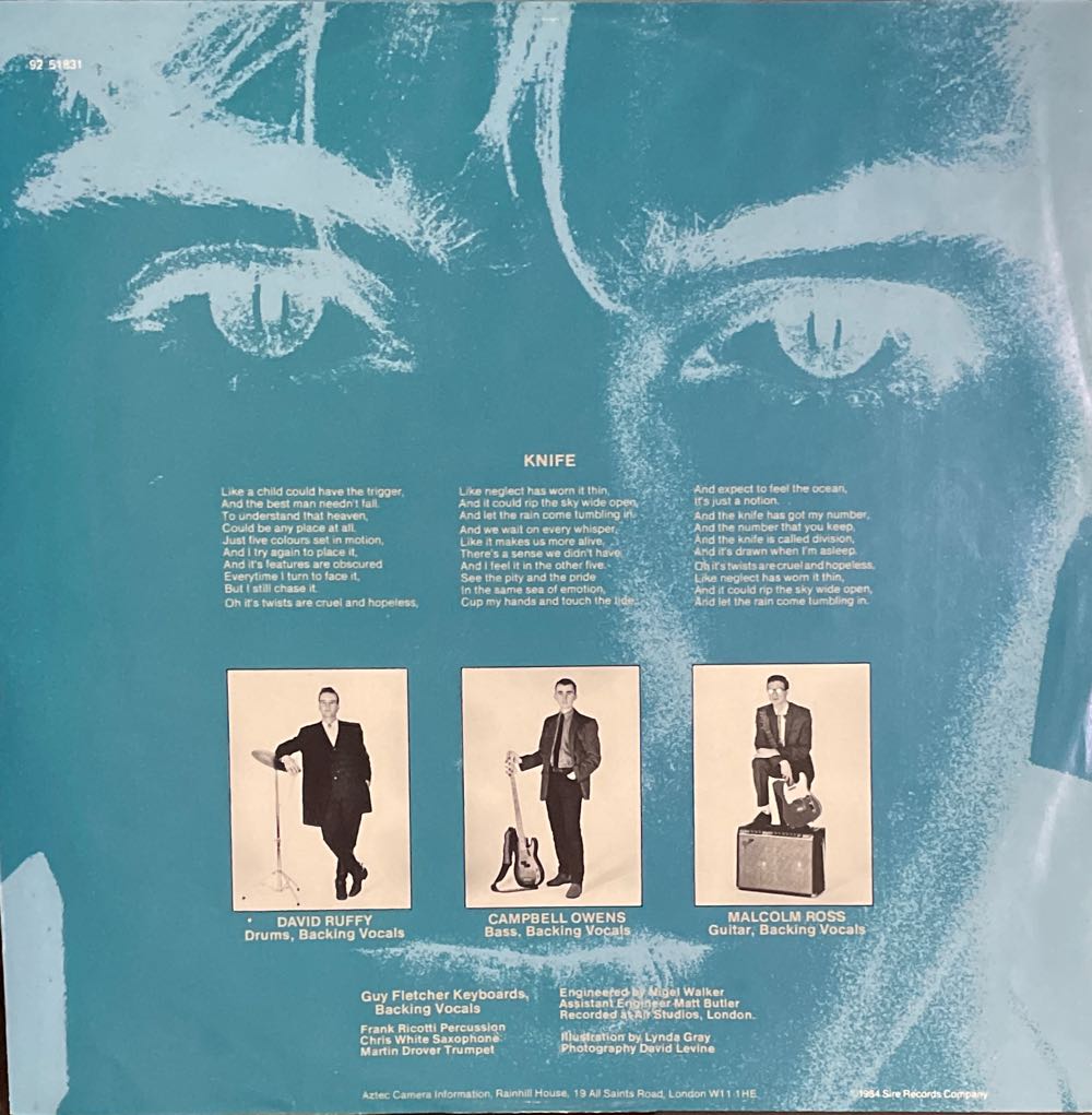 Knife - Aztec Camera (12”) music collectible [Barcode 022924048319] - Main Image 4