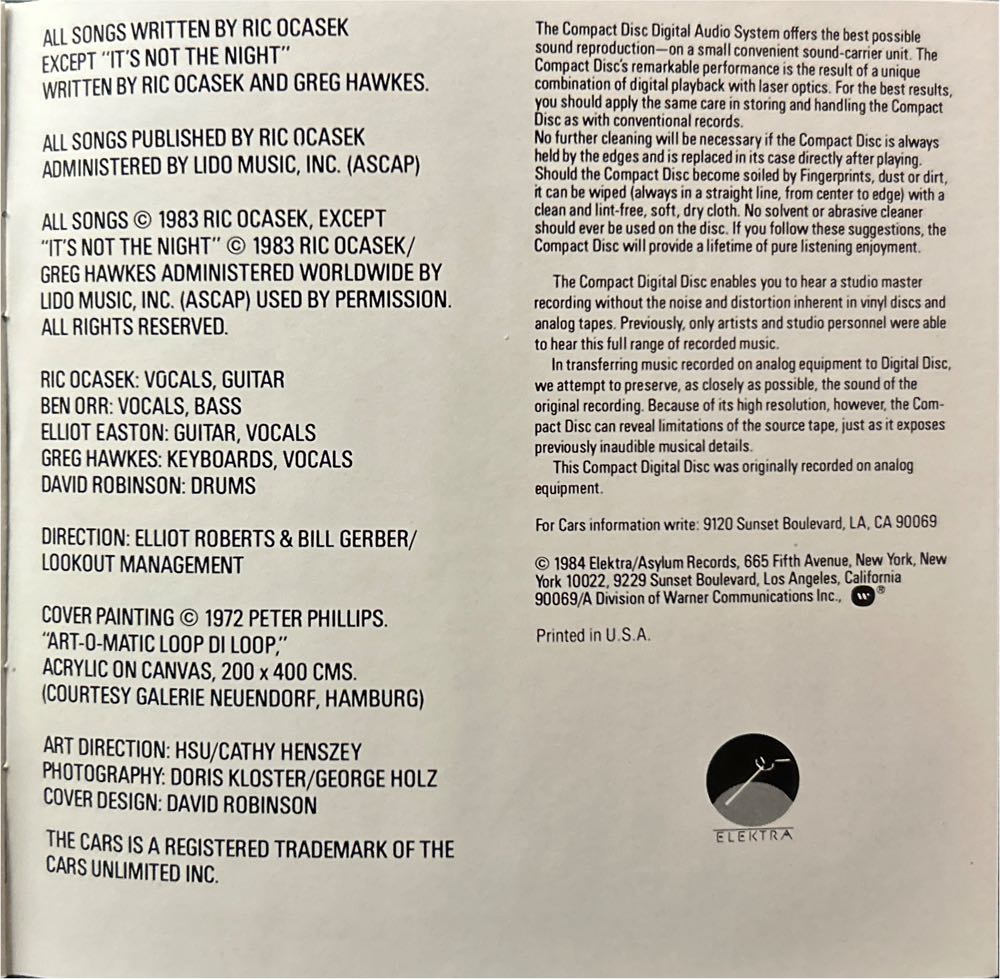 Heartbeat City - Cars, The (CD - 39) music collectible [Barcode 075596029629] - Main Image 3