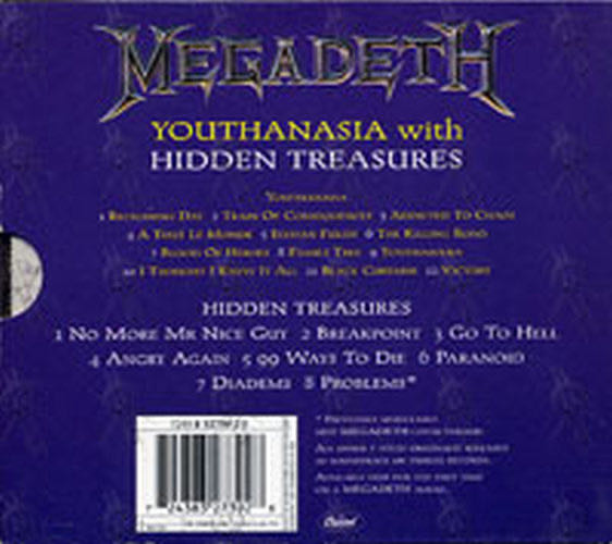 Youthanasia / Hidden Treasures - Megadeth (CD - 79) music collectible [Barcode 724383273928] - Main Image 4