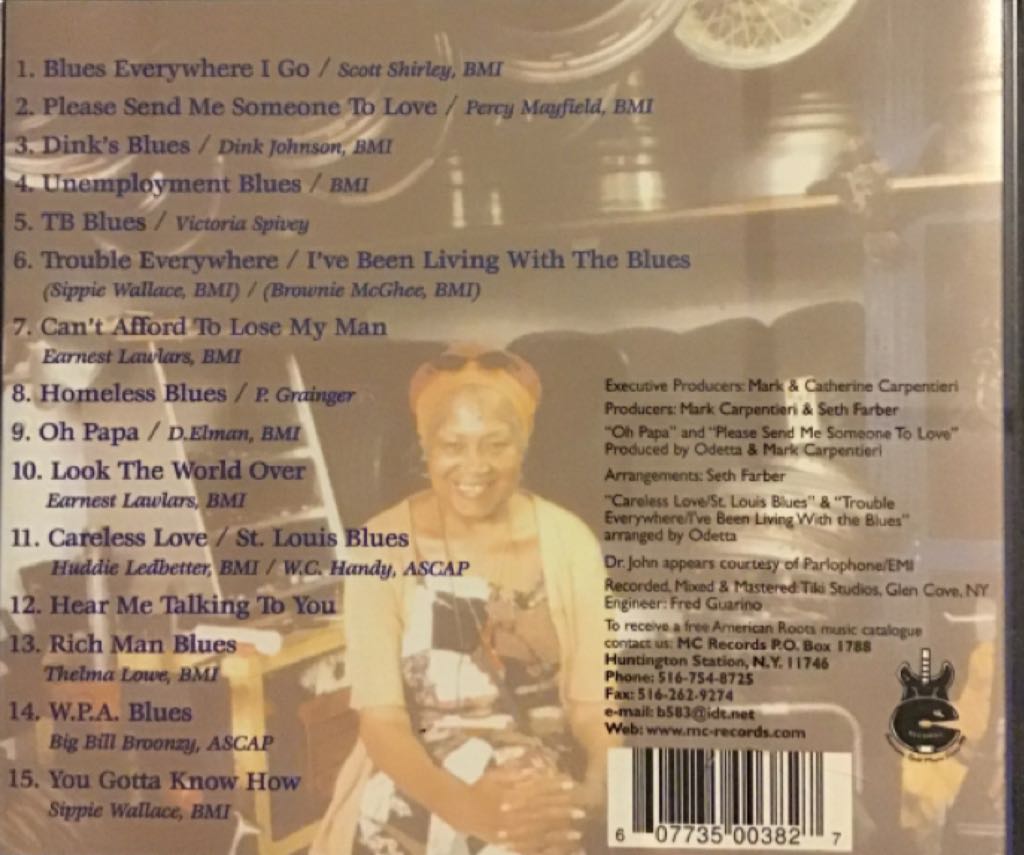 Blues Everywhere I Go - Odetta (CD) music collectible [Barcode 607735003827] - Main Image 2