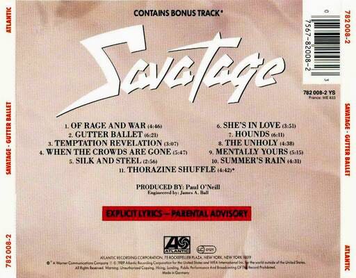 Gutter Ballet - Savatage (CD - 52) music collectible [Barcode 4029759040521] - Main Image 2