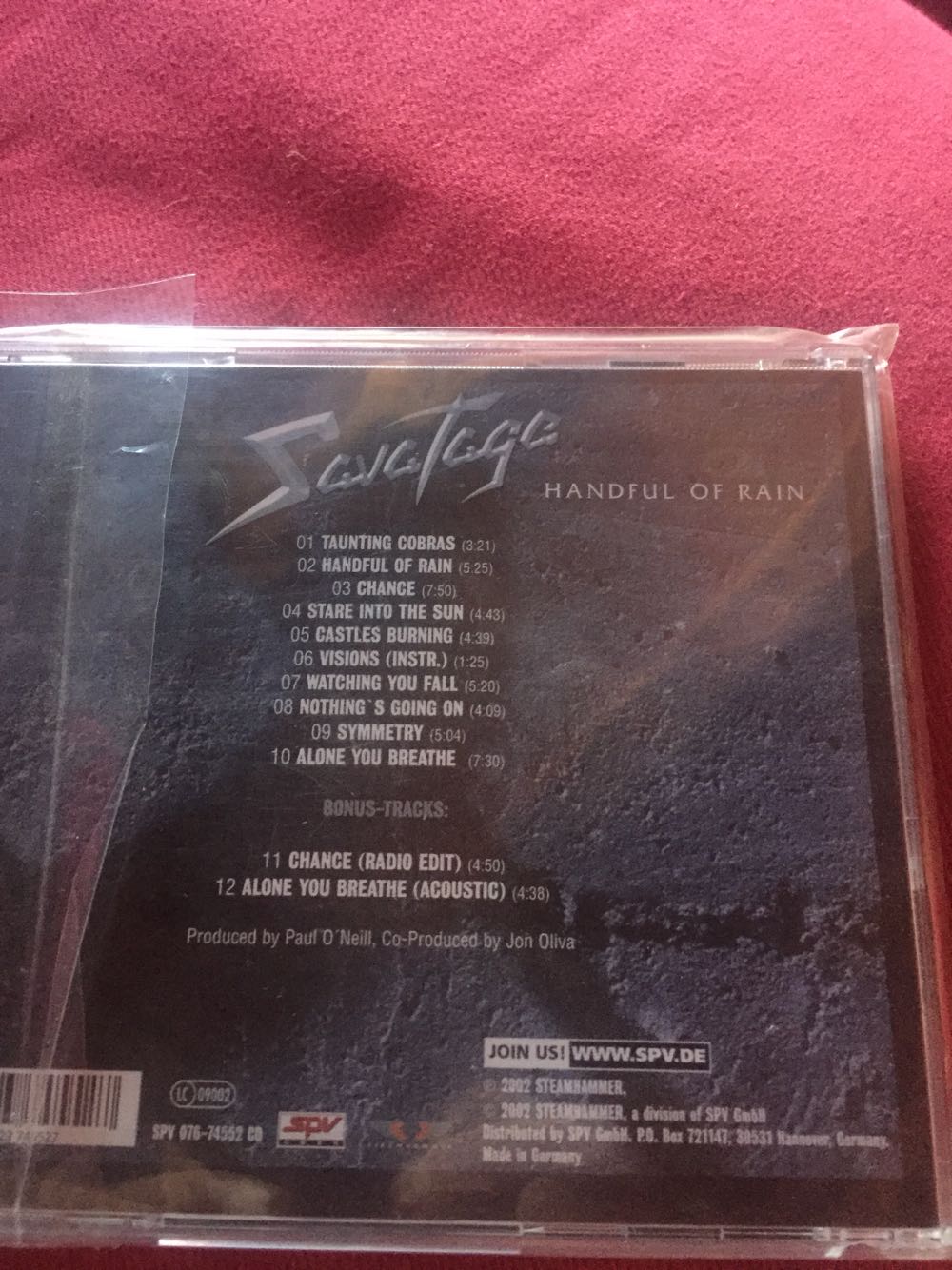 Handful Of Rain - Savatage (CD) music collectible [Barcode 693723745527] - Main Image 3