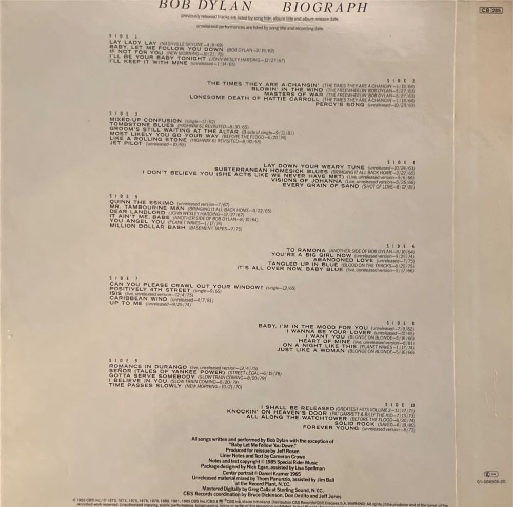 Biograph - Dylan, Bob (12”) music collectible - Main Image 2