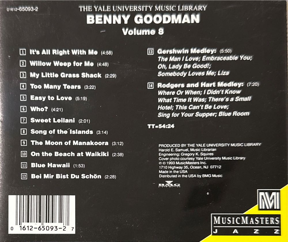 Yale Archives, Volume 8 - Goodman, Benny (CD - 55) music collectible [Barcode 016126509327] - Main Image 2