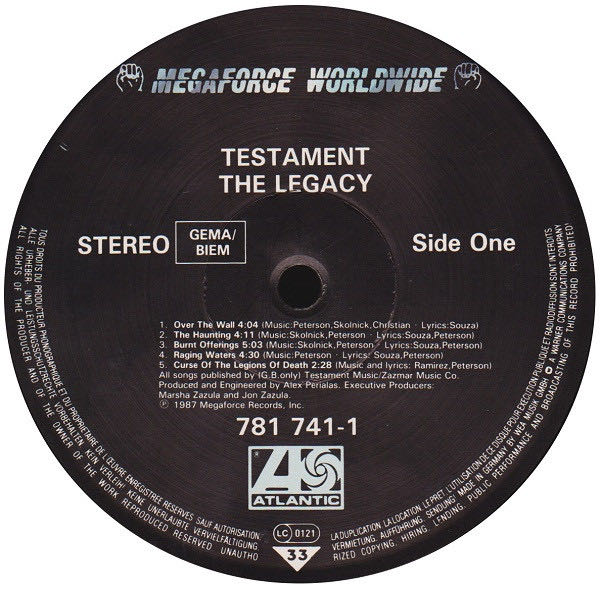The Legacy - Testament (12” - 39) music collectible [Barcode 075678174117] - Main Image 3