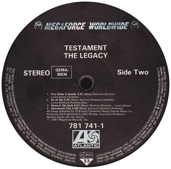 The Legacy - Testament (12” - 39) music collectible [Barcode 075678174117] - Main Image 4