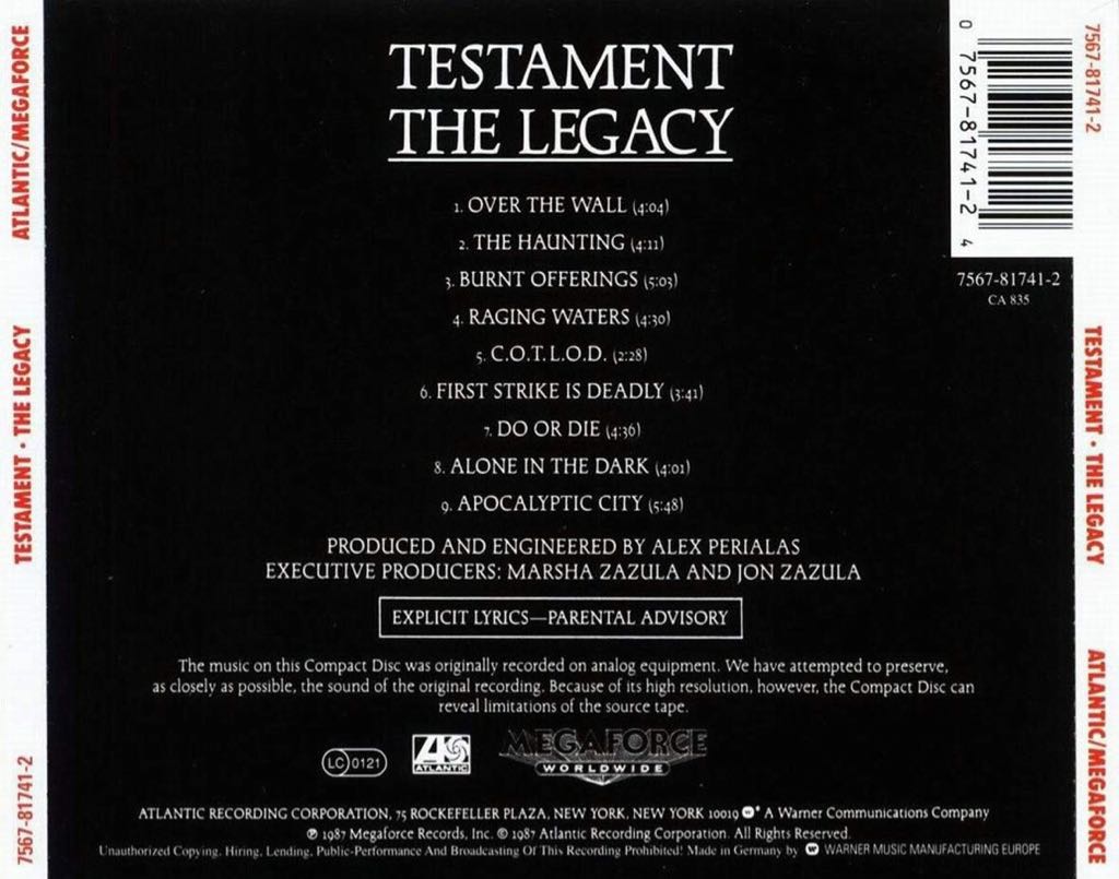 Testament - The Legacy - Testament (CD - 39) music collectible - Main Image 2
