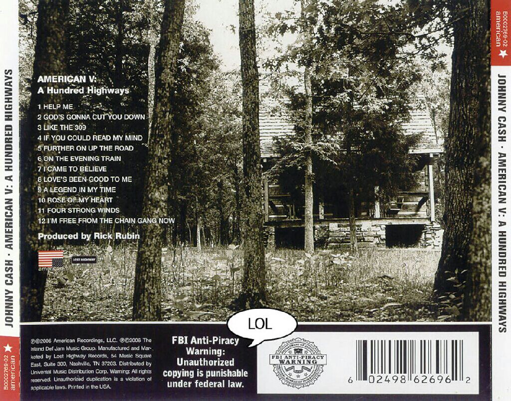 American V: A Hundred Highways - Johnny Cash (CD-R) music collectible - Main Image 2