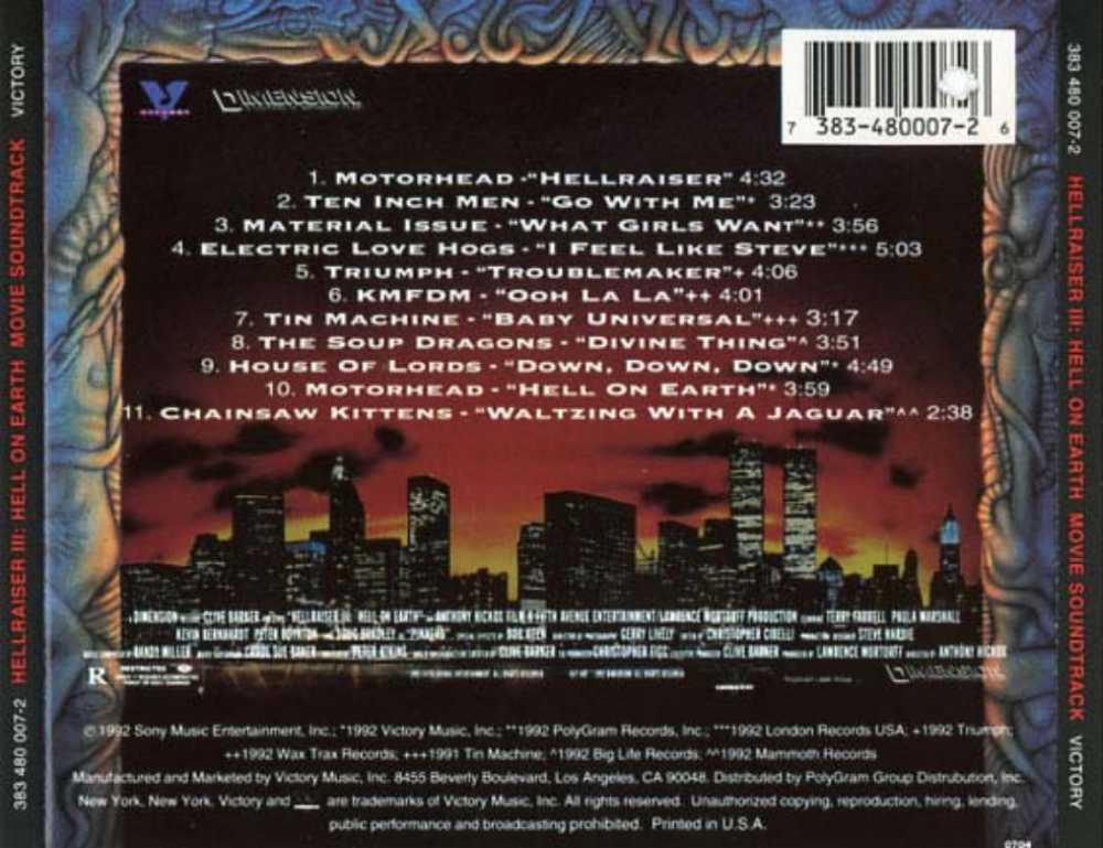 Hellraiser 3: Hell On Earth - Miller, Randy (CD) music collectible [Barcode 052824803329] - Main Image 2