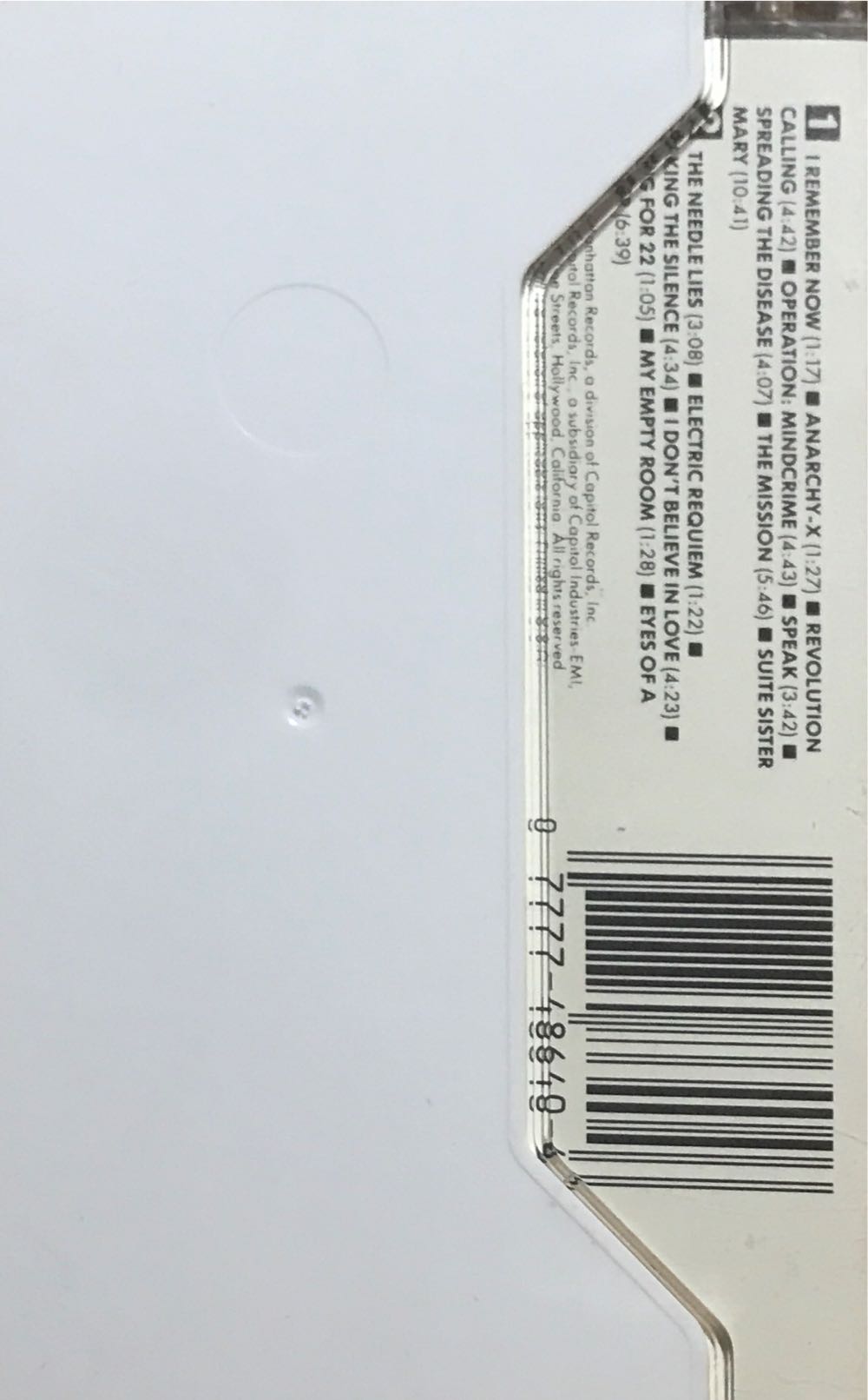 Operation: Mindcrime - Queensryche (Cassette - 59) music collectible [Barcode 077774864046] - Main Image 2