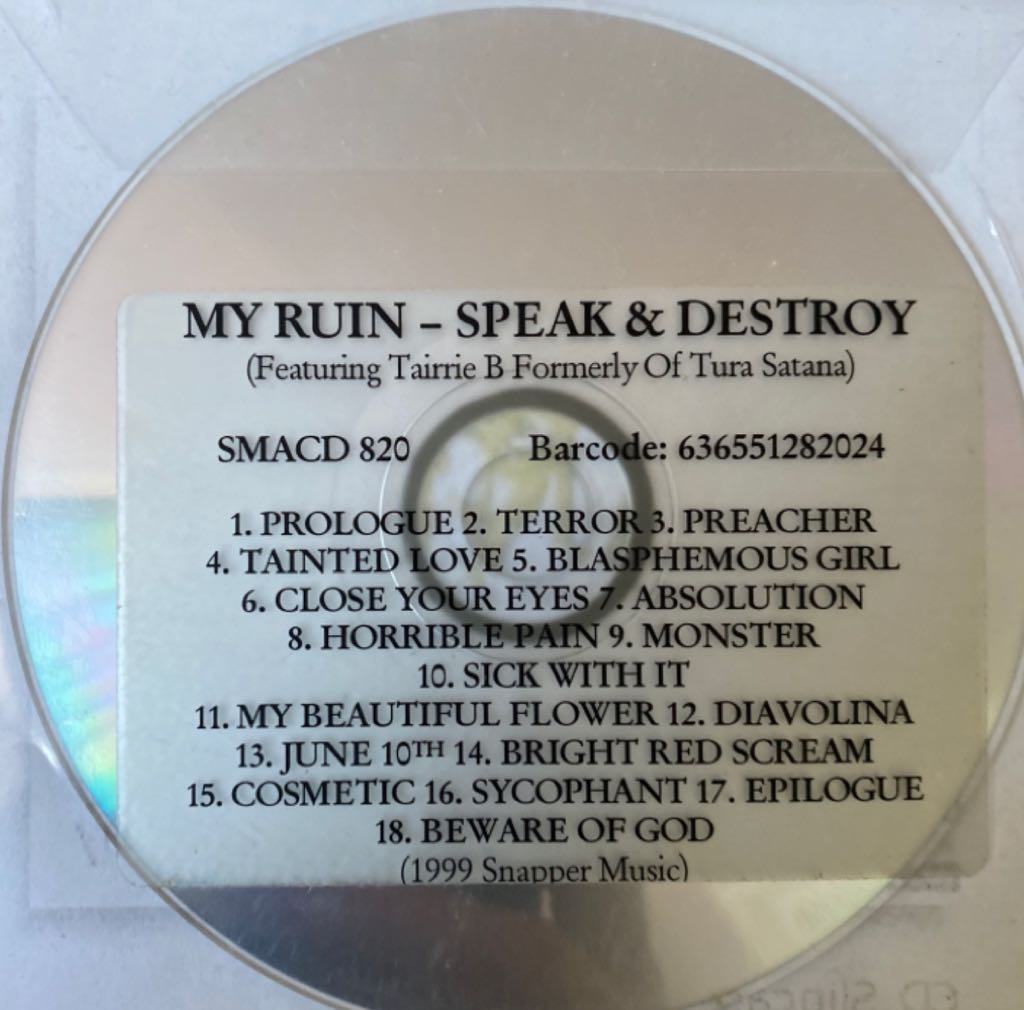 Speak And Destroy - My Ruin (CD) music collectible [Barcode 636551282024] - Main Image 2