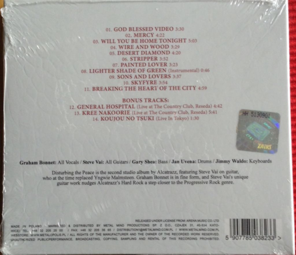 DISTURBING THE PEACE - Alcatrazz (CD) music collectible [Barcode 5907785038233] - Main Image 2