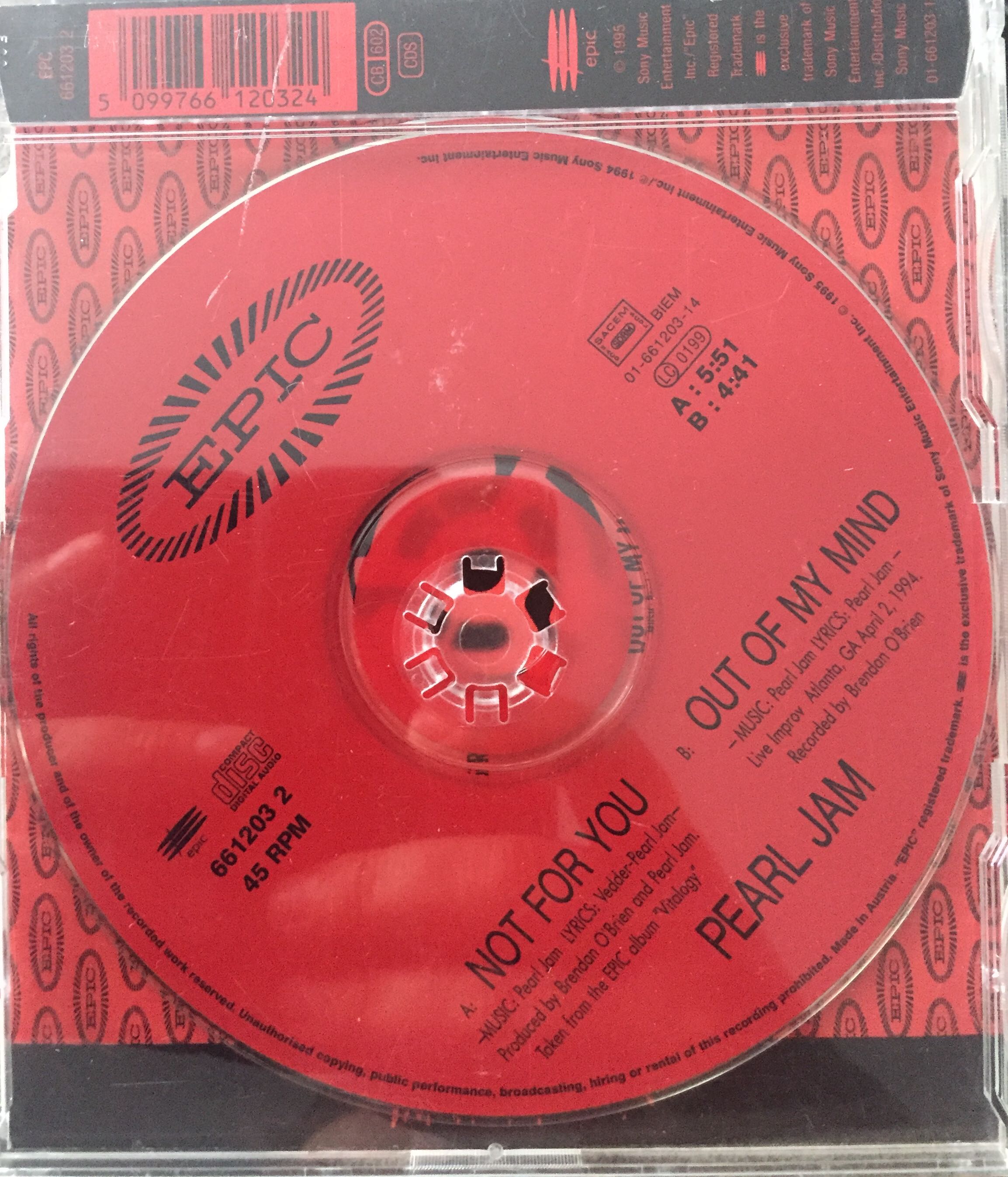 Not For You Maxi - Pearl Jam (CD) music collectible [Barcode 098707777226] - Main Image 2