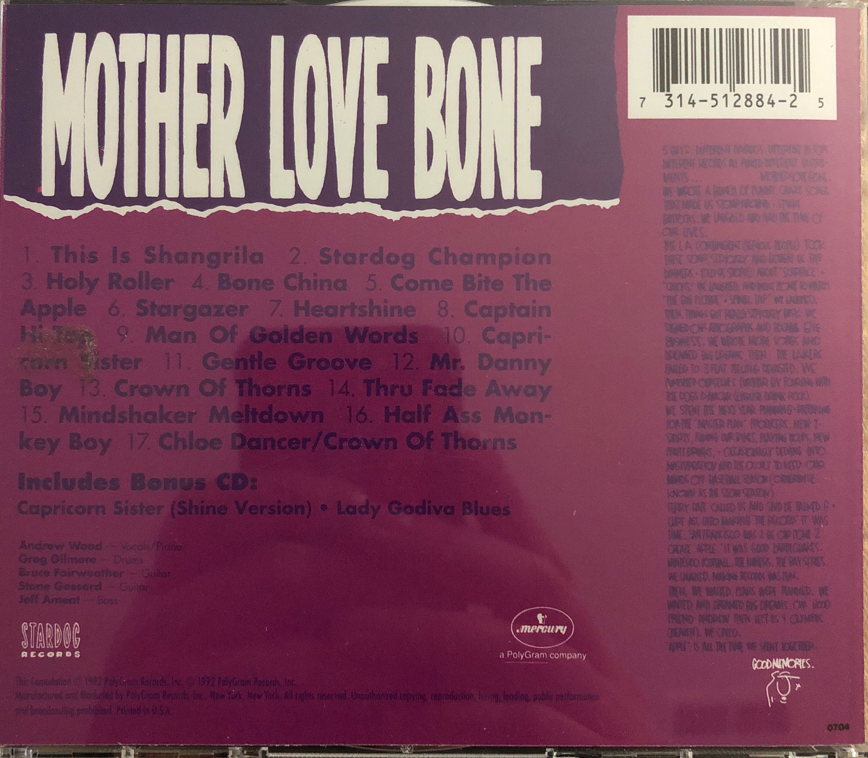 Mother Love Bone - Mother Love Bone (CD - 85) music collectible [Barcode 731451288425] - Main Image 2