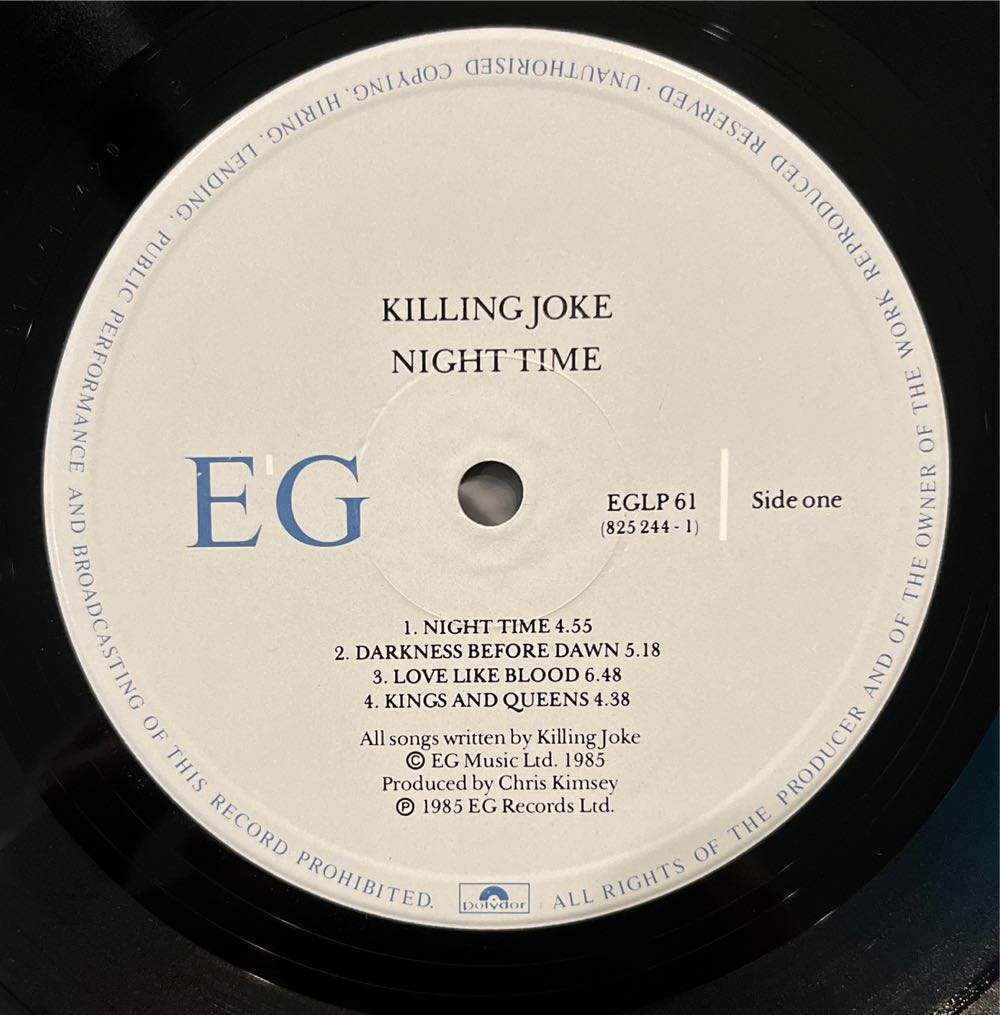 Night Time - Killing Joke (12”) music collectible [Barcode 042282524416] - Main Image 3