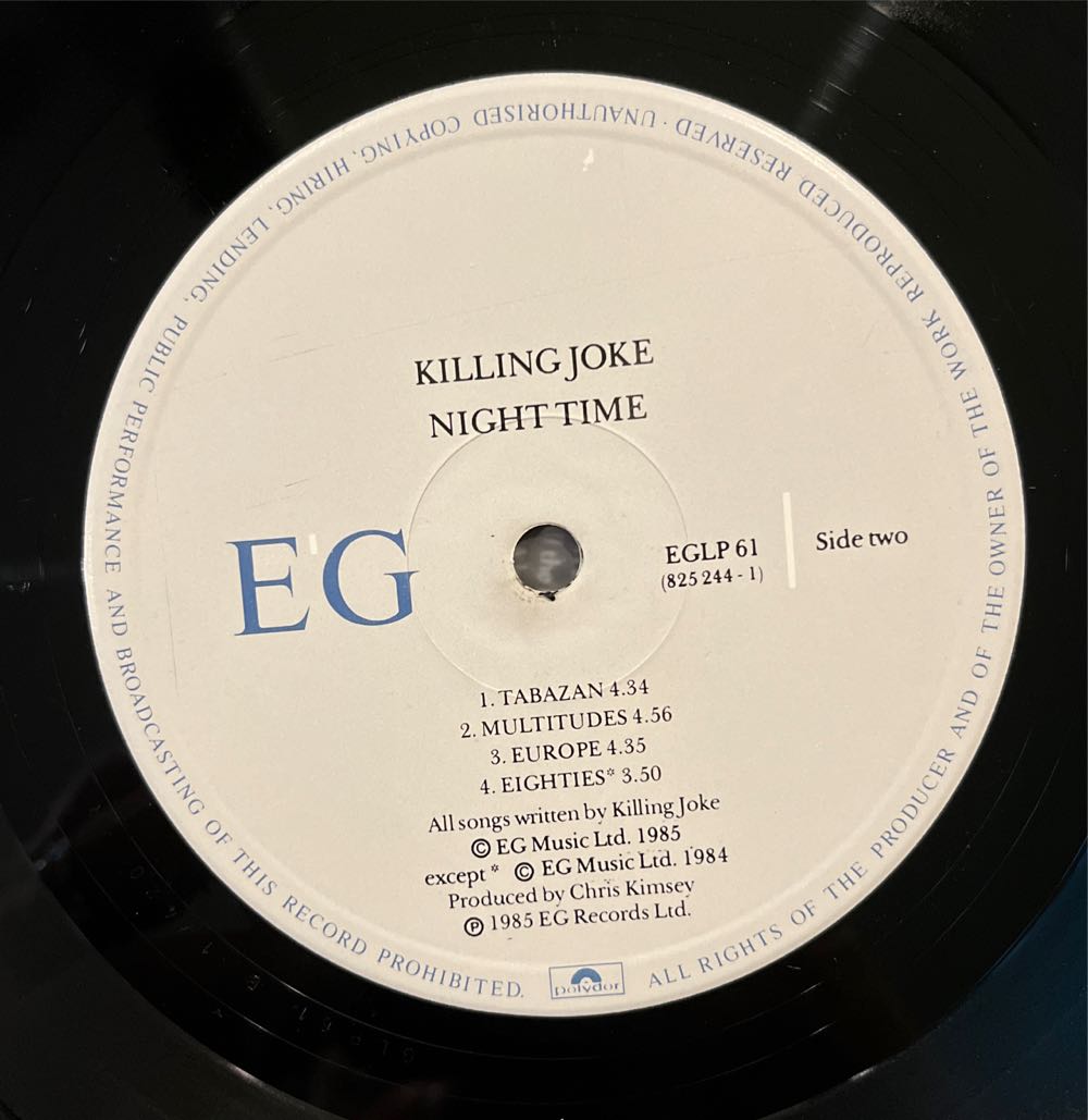 Night Time - Killing Joke (12”) music collectible [Barcode 042282524416] - Main Image 4